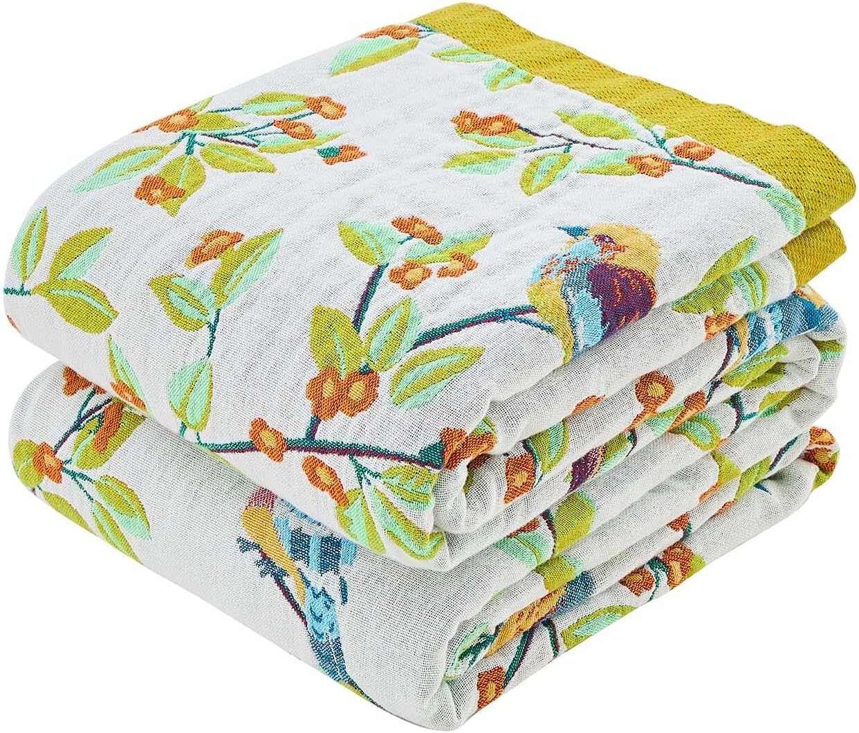 Boho Throw Blanket for Bed, 100% Cotton Soft Rustic Quilt Fall Blanket, 50"x60" Floral Printed Farmhouse Decor Bed Blankets, All Season Rustic Reversible Bohemian Throw Quilt