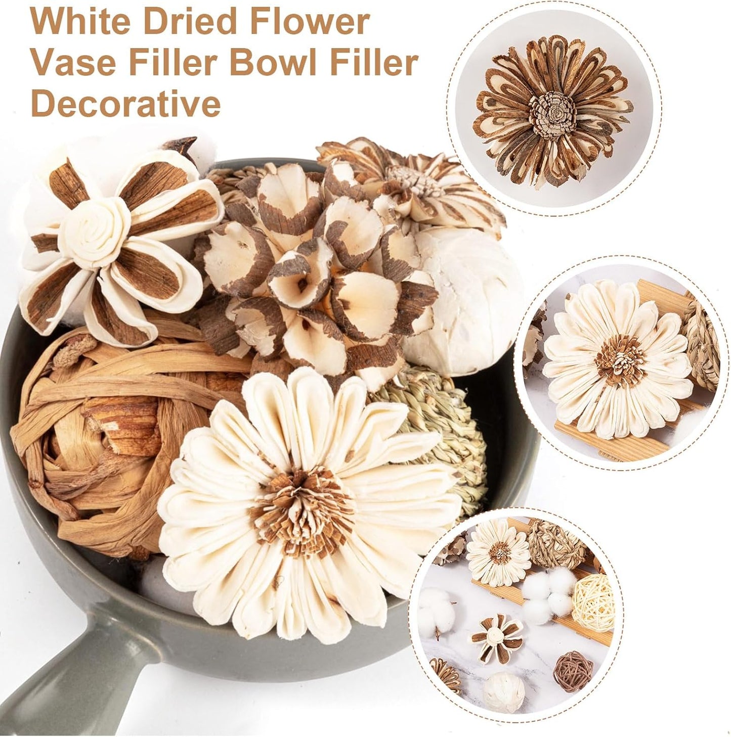 17Pcs Vintage Decorative Balls for Potpourri Bowl Filler, Bowl Filler for Table Centerpiece Home Decor, Woven Rattan Wicker Balls, Rattan Wicker Orbs Fillers for Vase Jar Dough Bowl