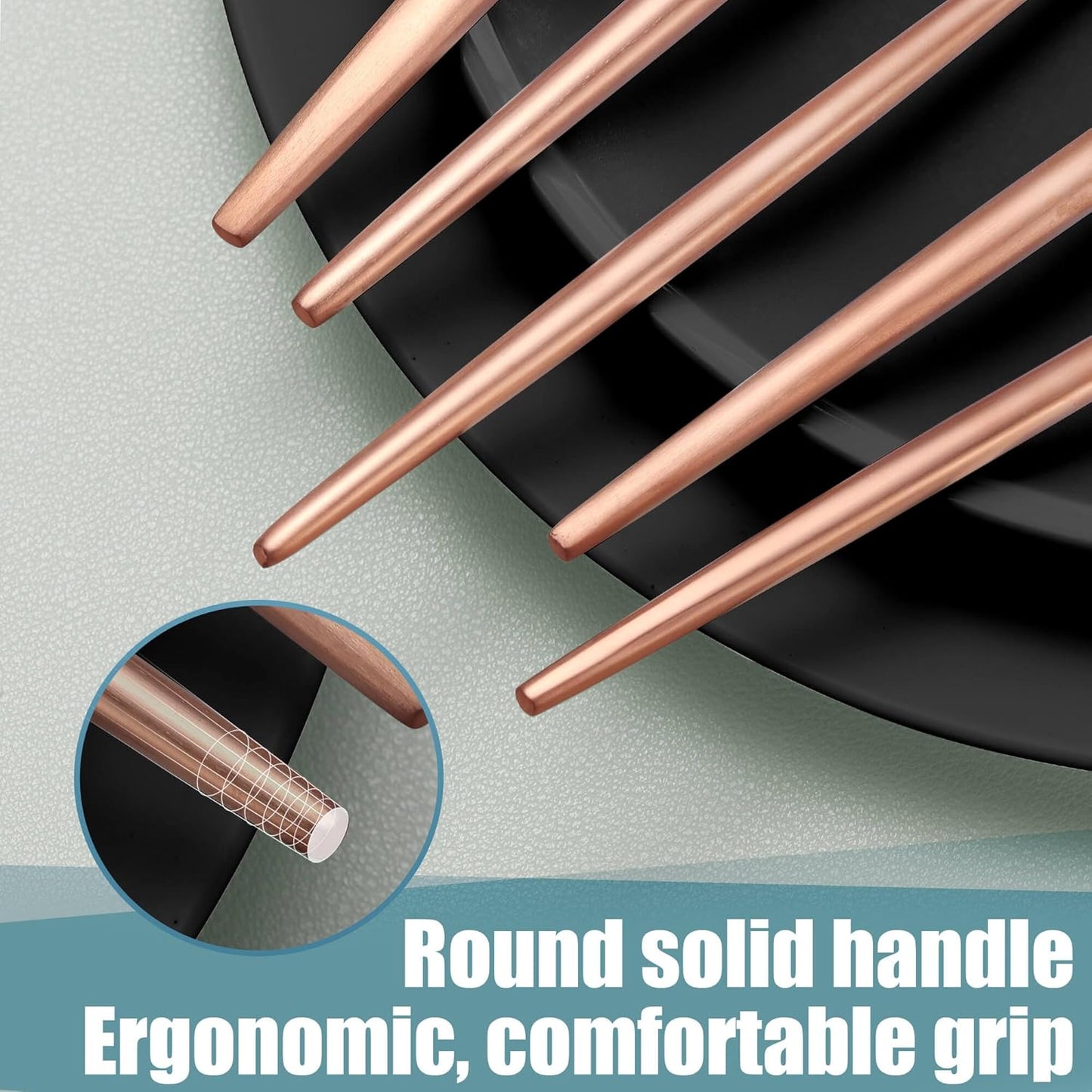 Matte Rose Gold Silverware Set for 6,Modern Stainless Steel Brushed Cutlery Set,30-Pieces Heavy Duty Flatware Set,Knives Spoons and Forks Set Utensils Set, Satin Finish, Dishwasher Safe