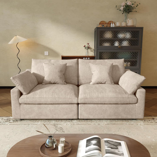 JACH Sectional Couches for Living Room, Cloud Sectional Couch with Deep Seat, Down Filled Modular Sofa, Covers Removeable & Washable, Love Seat Sofas Furniture for Living Room, Khaki
