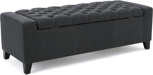 Christopher Knight Home Hikaru Fabric Storage Ottoman, Dark Grey Dimensions: 20.50”D x 51.00”W x 17.00”H