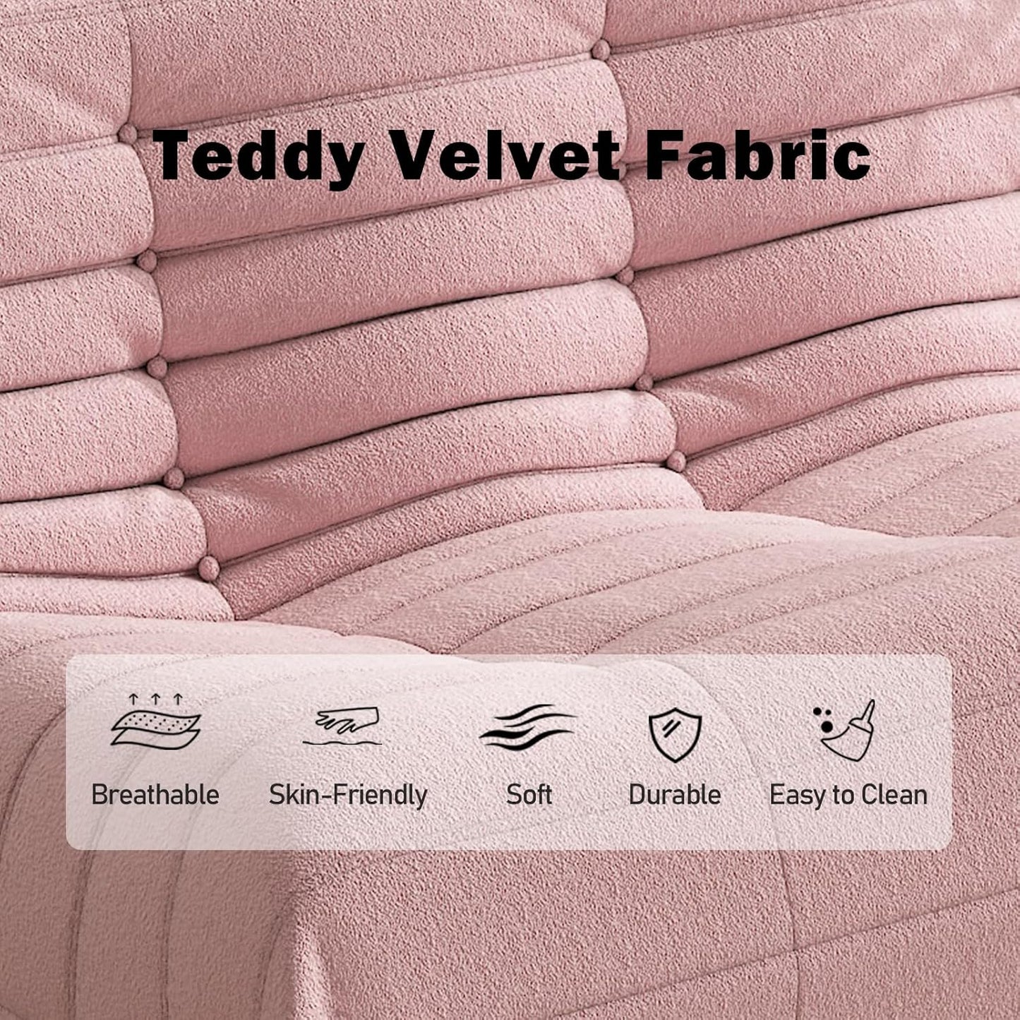 Big Bean Bag Chairs for Adults, 3 Seater Large Bean Bag Sofa, Fireside Chair Lazy Sofa Chair with High Density Comfortable Foam, Modern Bean Bag for Living Room, Bedroom, Office (Pink)