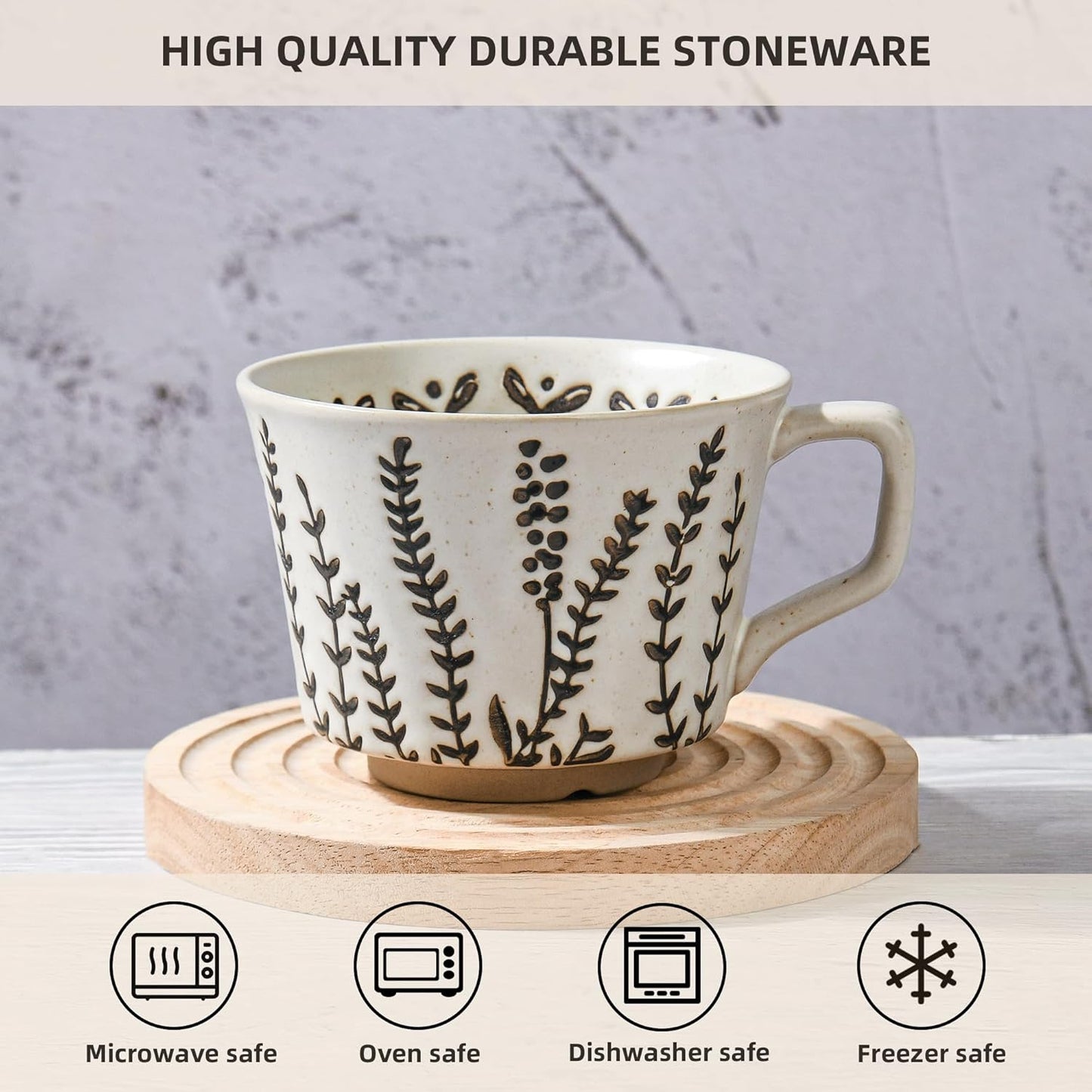 Ceramic Coffee Mug, 12 oz Novelty Unique Teacup with Large Handle, Stoneware Cup for Tea Mocha Latte Cappuccino Espresso (Butterfly)