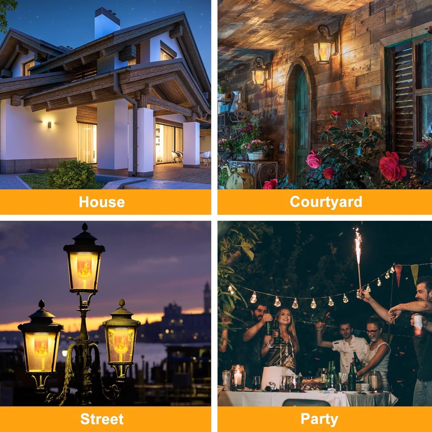 CPPSLEE Upgraded LED Flame Light Bulbs, 4 Modes Flickering Light Bulbs, E26 Base Fire Flame Bulb for Halloween Decorations Outdoor, Christmas Lights Patio Indoor Home Decor (Yellow, 1 Pack)