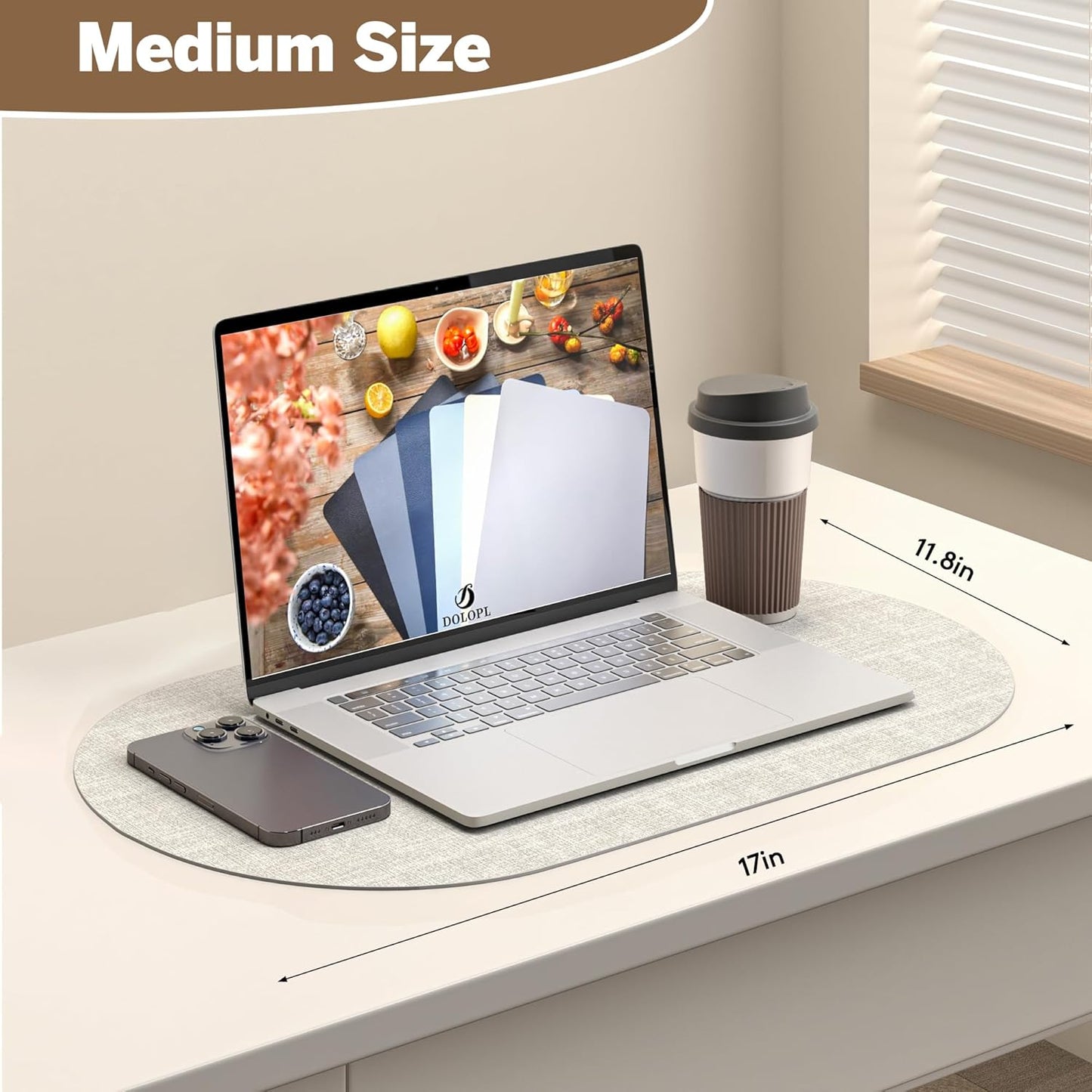 DOLOPL Placemats Set of 6, Oval Reversible Wipeable & Heat Resistant Place Mats, Modern Faux Leather Table Mats for Kitchen, Neutral Tablemats for Dining Table Decor, Wedding, Party(Gray)