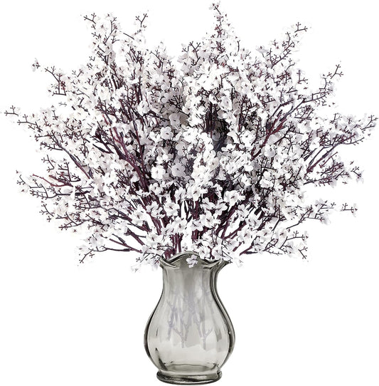 Sggvecsy 15 Pcs Babys Breath Artificial Flowers Gypsophila Bouquets Bulk Real Touch Fake Silk Flowers for Home Wedding DIY Floral Arrangement Kitchen Table Centerpiece Festival Decoration (White)