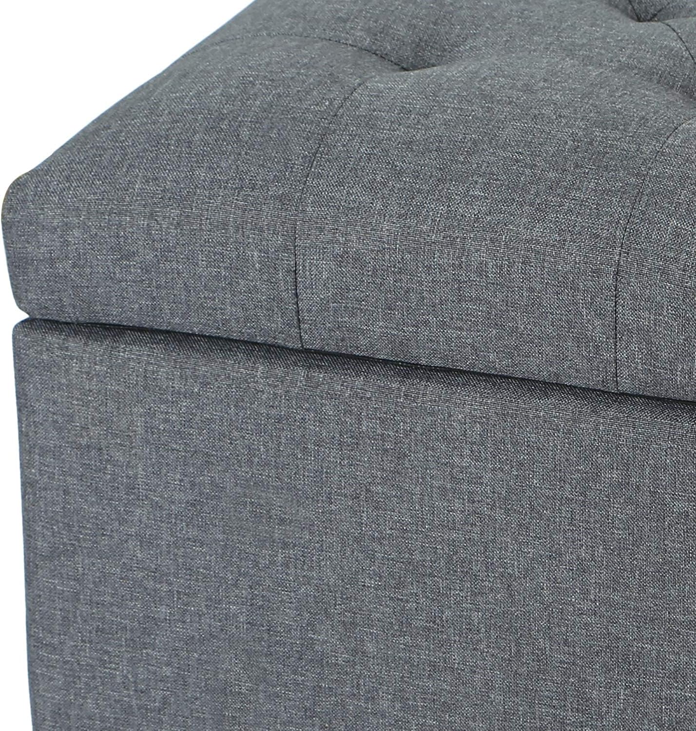 Joveco Storage Ottoman Bench Rectangular Fabric Organization Foot Rest, 24 Inch Modern Tufted Bedroom Foot Stool and Seat for Entryway, Bedroom, Living Room