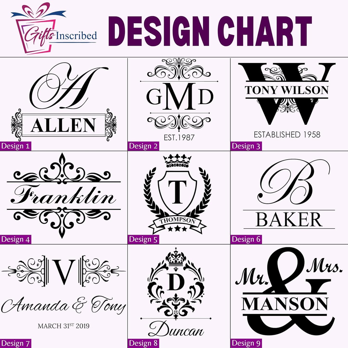 Gifts Inscribed Personalized Whiskey Decanter Set - Engraved Whiskey Decanter Bottle & Set of 4 Custom Drinking Glasses Laser Etched - Customized Whisky Gift for Wedding, Birthday, Fathers Day