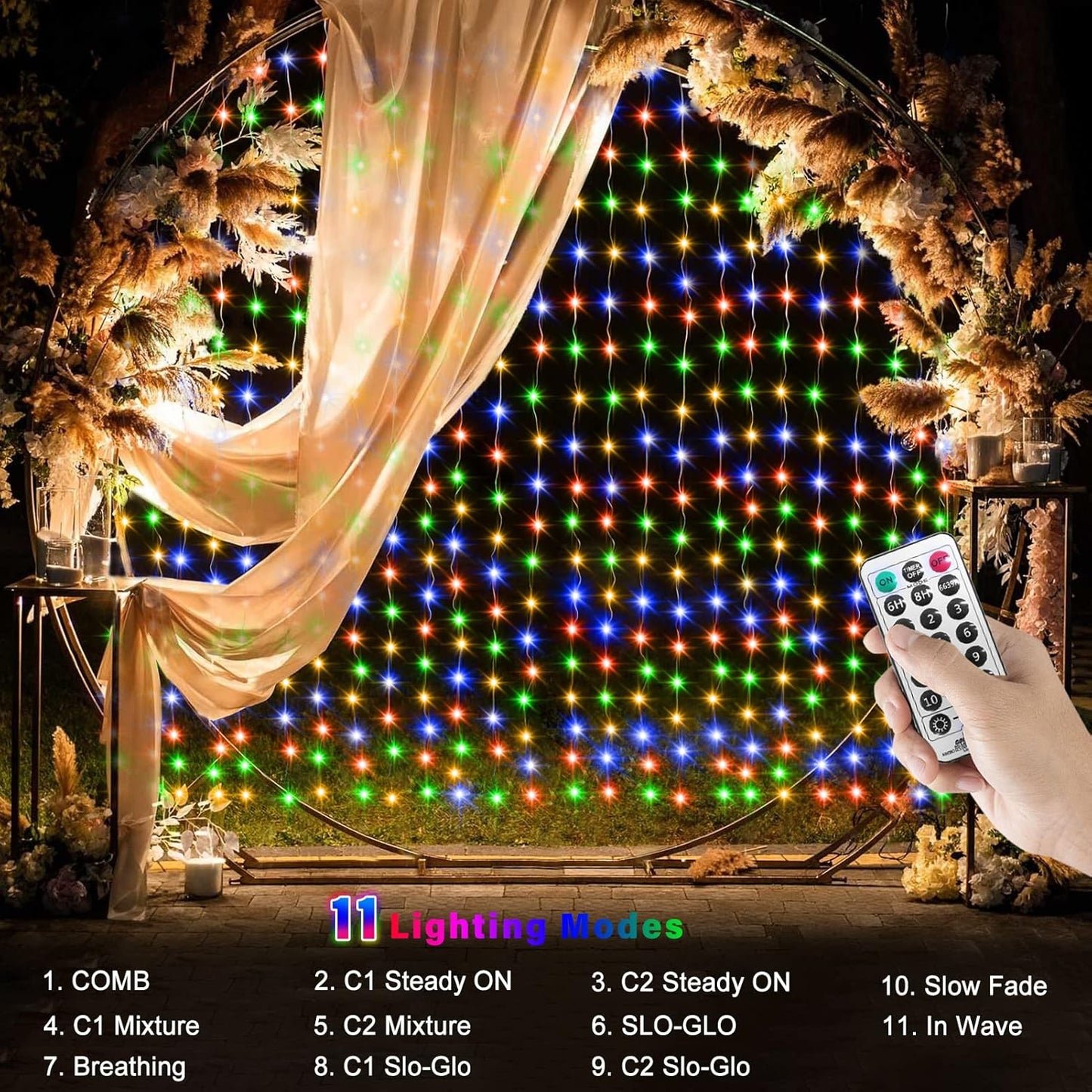 echosari 600 LED Curtain Lights Plug in, 20Ft x 10Ft Connectable Dual Color Changing Fairy Lights Curtain Outdoor Waterproof for Bedroom Backdrop Wedding (Warm White & Multicolor)