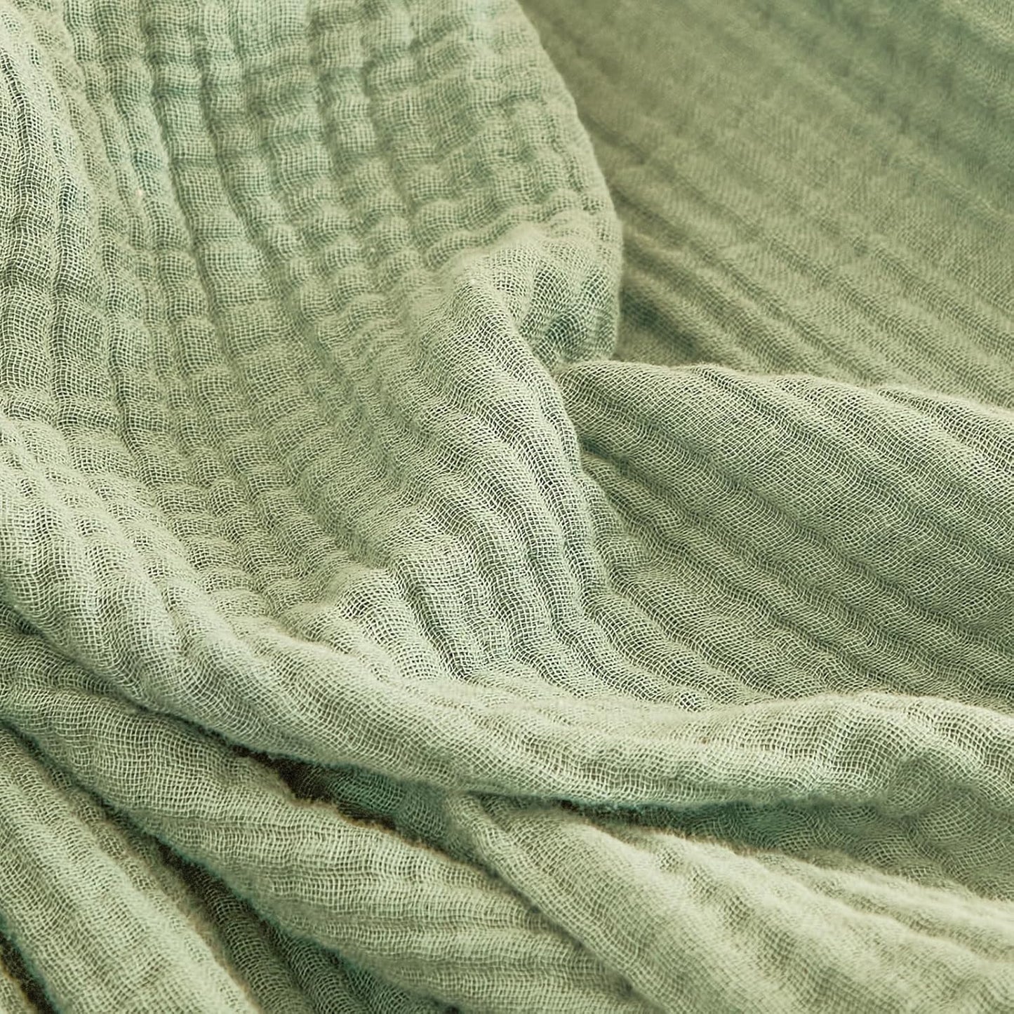 EMME Cotton Muslin Blanket King Size - Soft, Breathable Layering Blanket, 108"x90", All Season Gauze, Sage Green
