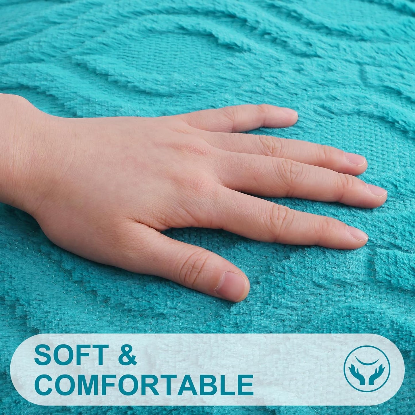 decorUhome Fall Throw Pillow Covers 26x26 Inch Set of 2, Soft Plush Decorative Faux Fur Turquoise Solid Couch Pillow Covers, Accent Farmhouse Neutral Square Euro Pillow Cases for Sofa Bed Living Room