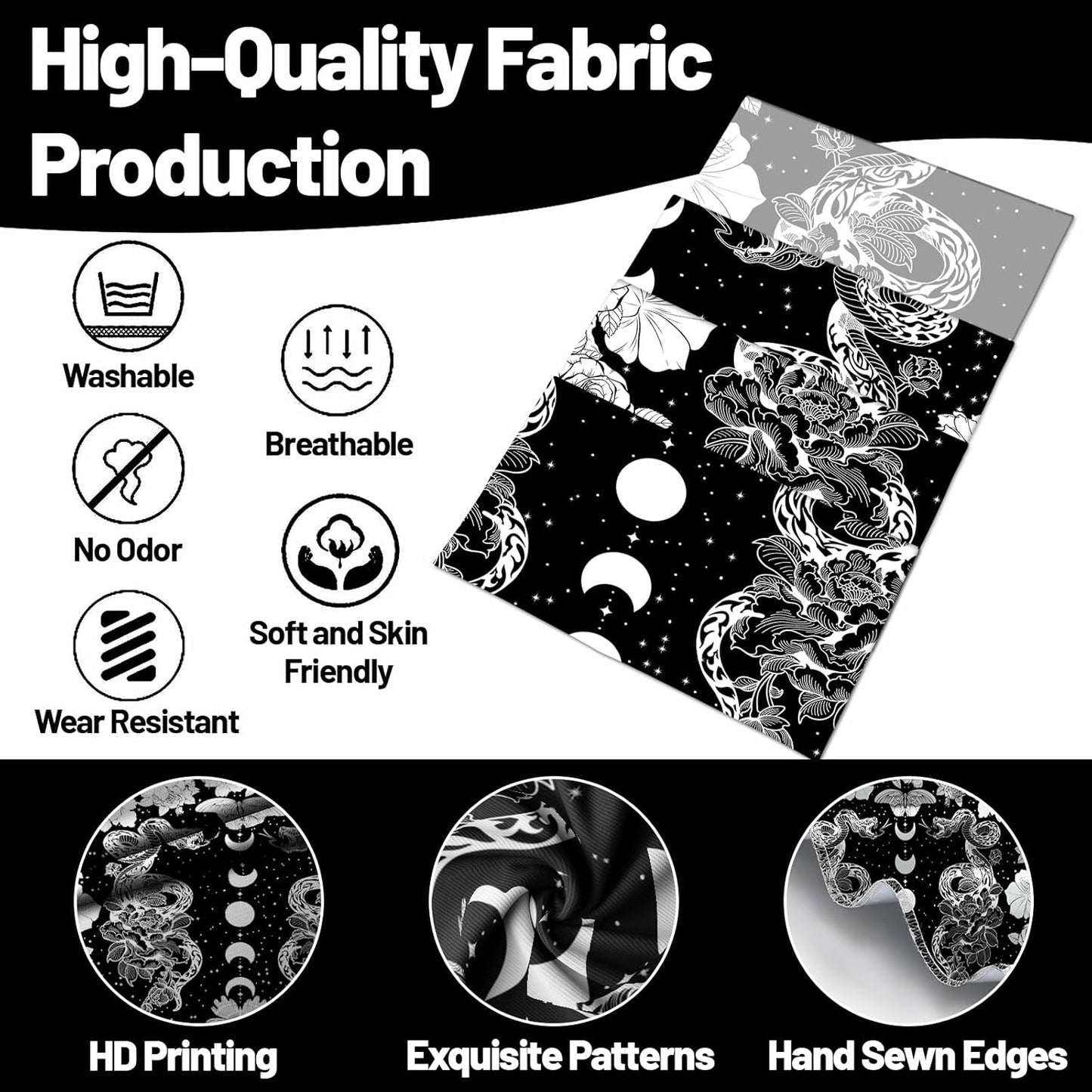 dueeia Moon Phase Witchy Tapestry Wall Hanging Snake Witch Occult Black and White Dark Tapestries for Bedroom Aesthetic Living Room Wall Decor (78.7"x59.1")