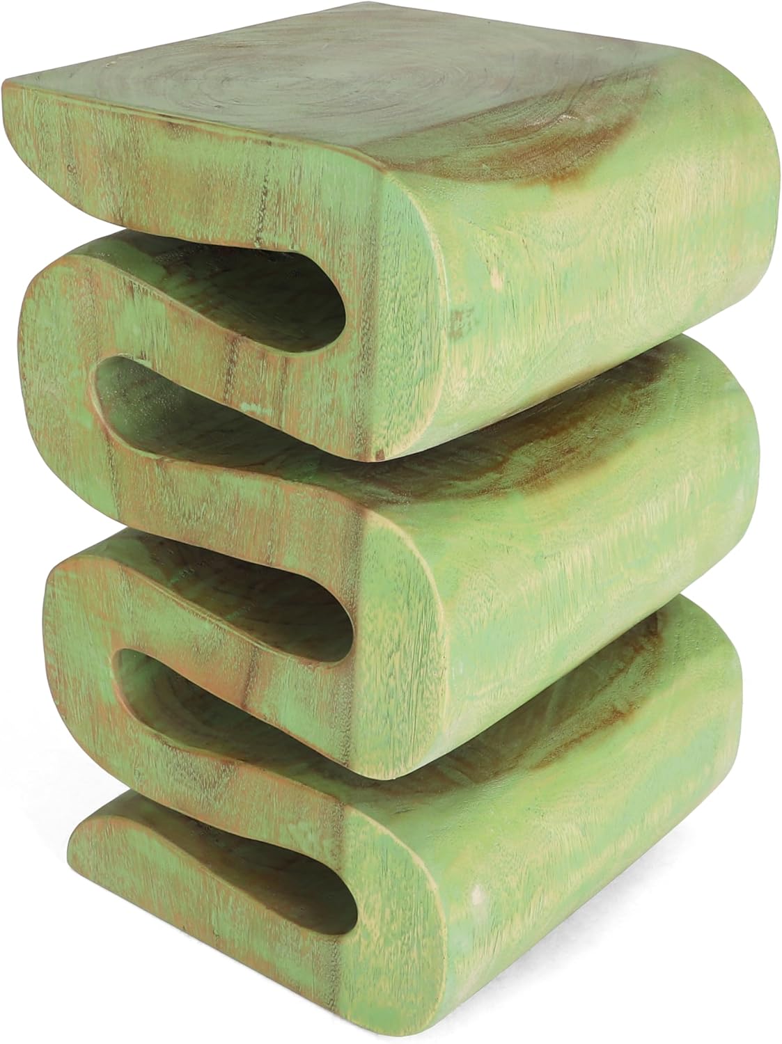 Rutledge & King Aspen Wood End Table - Mid Century Modern Accent Table - Green Wash