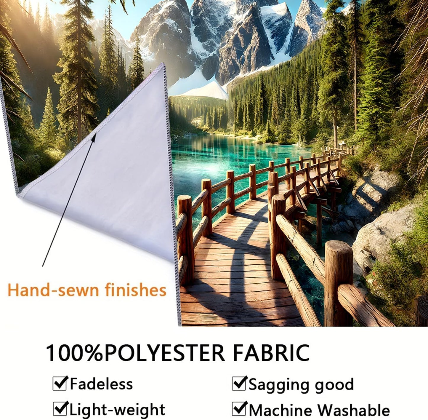 BSFHH Nature Tapestry Forest Tree Sea Cave Wall Hanging, Stream Through Rainforest Landscape Wall Art Tapestry for Bedroom Living room (Snow Scene, 110" × 87", Unframed)