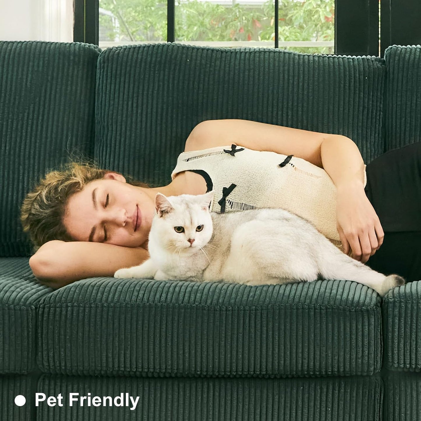 Belffin Corduroy Modular Sectional Sofa 9 Seat Convertible Sectional Sleeper Sofa Bed with Storage Ottomans Modular Sectional Couch Bed for Living Room Green