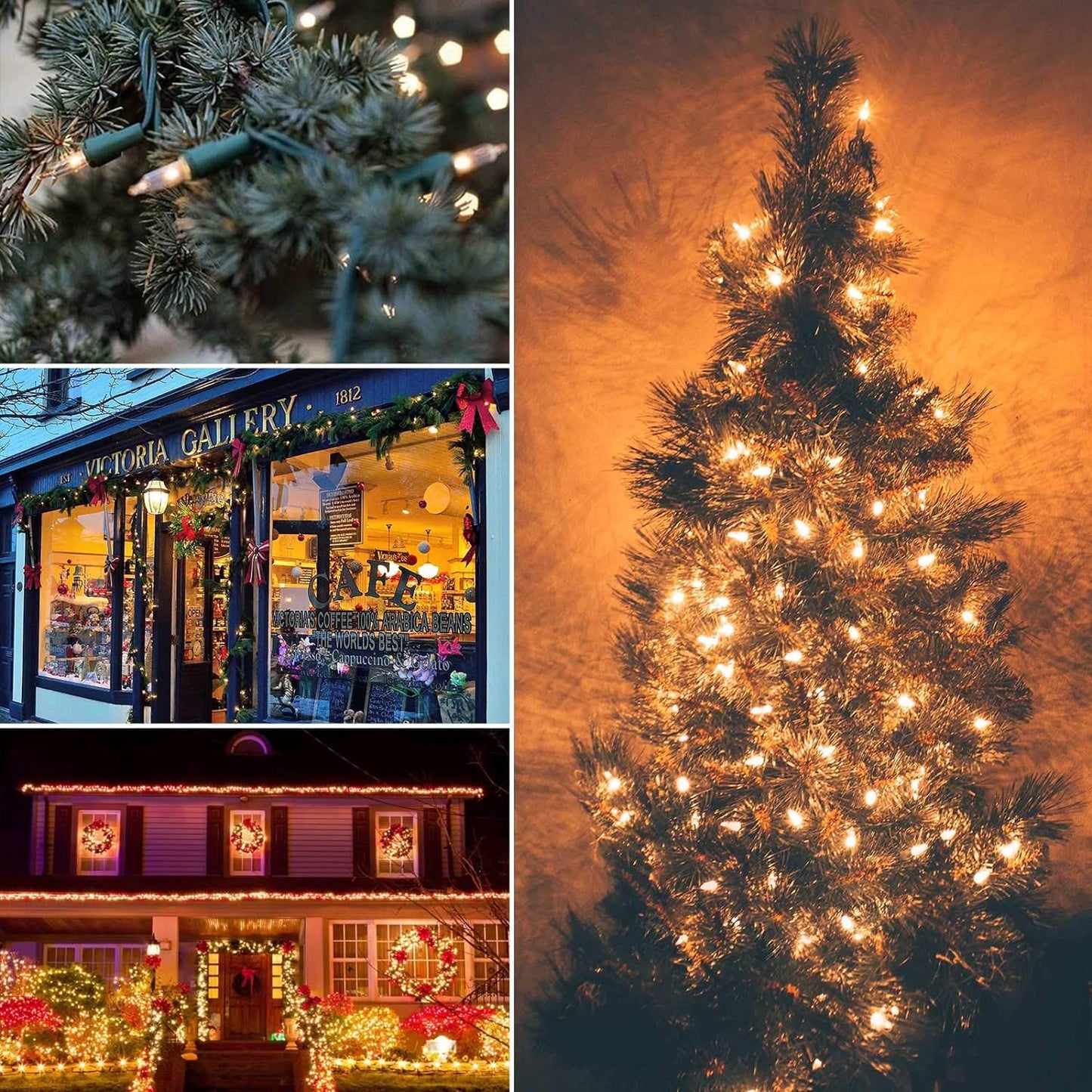 Clear Christmas Lights 200 Count 50 Feet Bulb Mini Lights, Waterproof String Lights, Color Changing Lights for Indoor Xmas Tree Garland Birthday Wedding Decoration, Green Wire