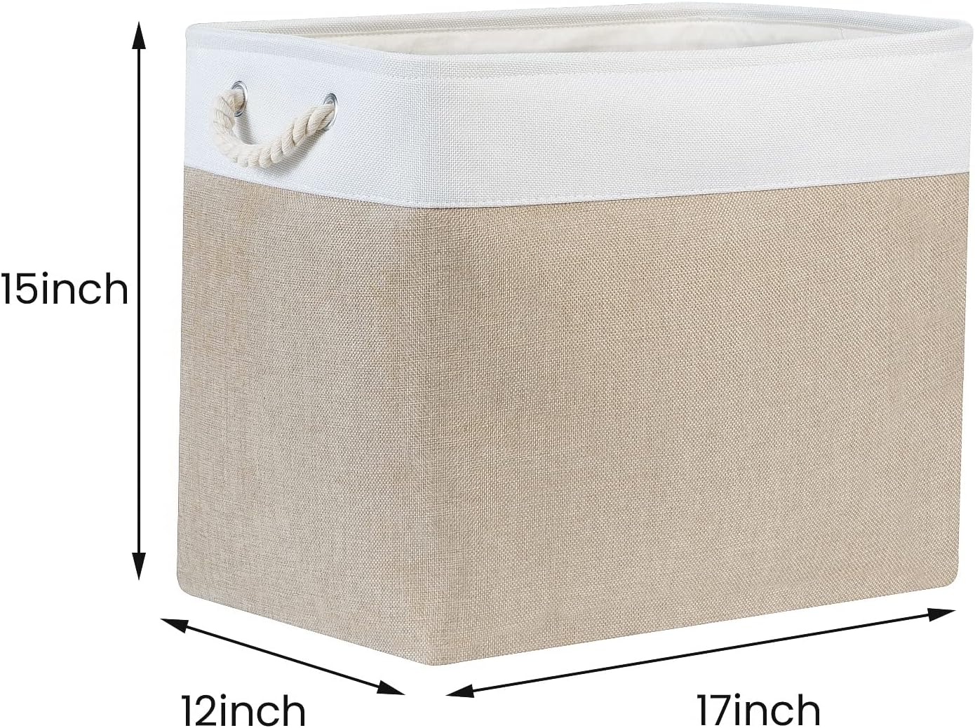 Bidtakay Storage Baskets for Shelves 17x12x15 in Beige Clothes Bins Storage for Closet Set of 2 Large Organization Baskets for Bedroom Blankets Dog Toy Basket Nursery Baby Baskets with Handles