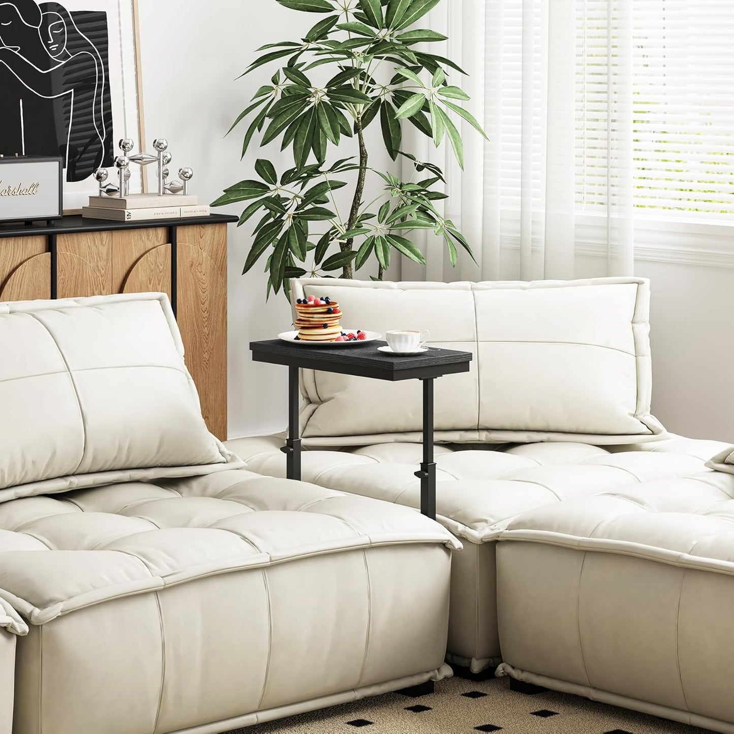 TUTOTAK End Table, Side Table, Tall Couch Table, Sofa Table, Living Room, Bedroom, Black TB01BK0832