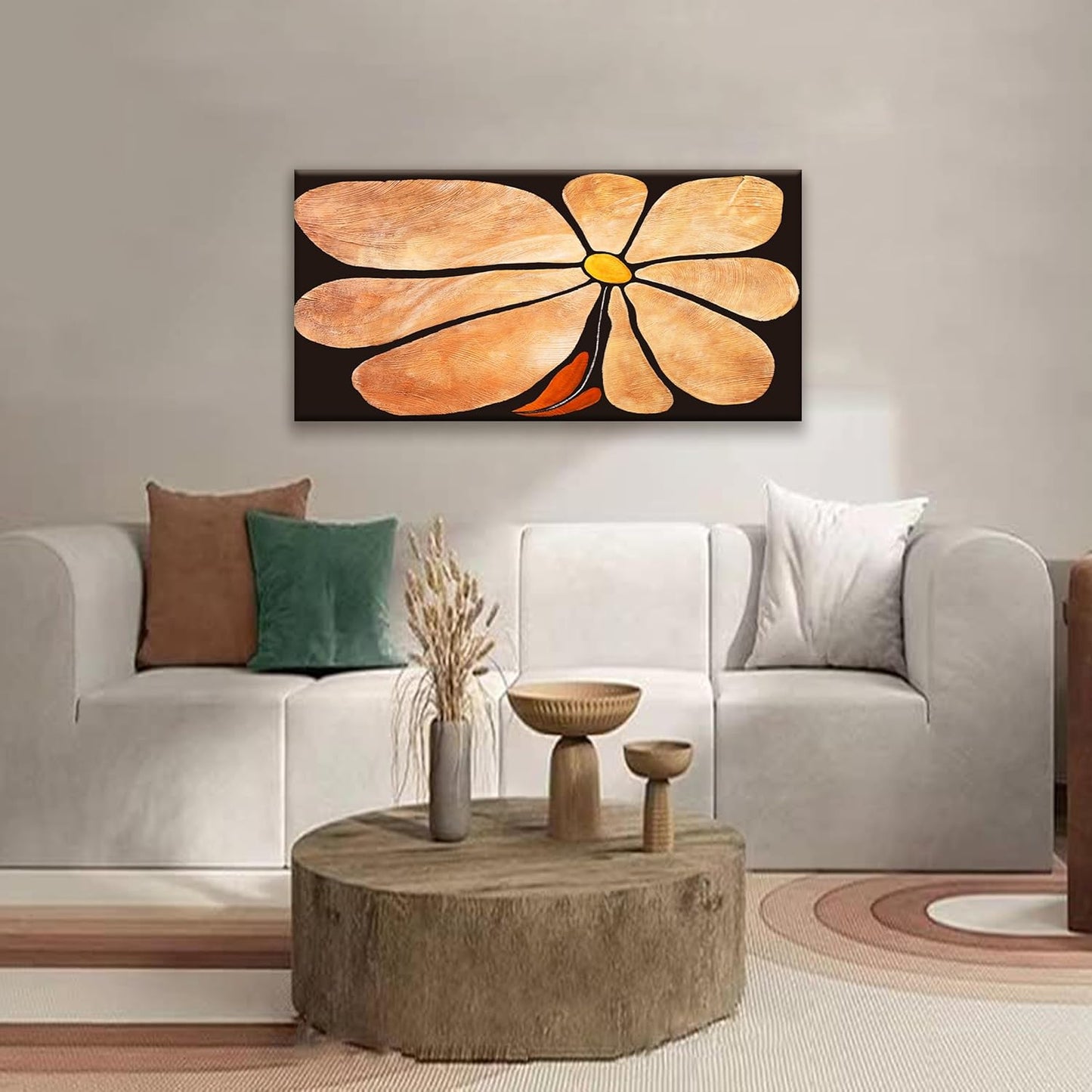Flower Abstract Wall Art Canvas Art Wall Decor Prints Picture Landscape Flowers Painting Brown Floral Wall Art Bedroom Bathroom Office Home Wall Decor 20"X40"Ready To Hang