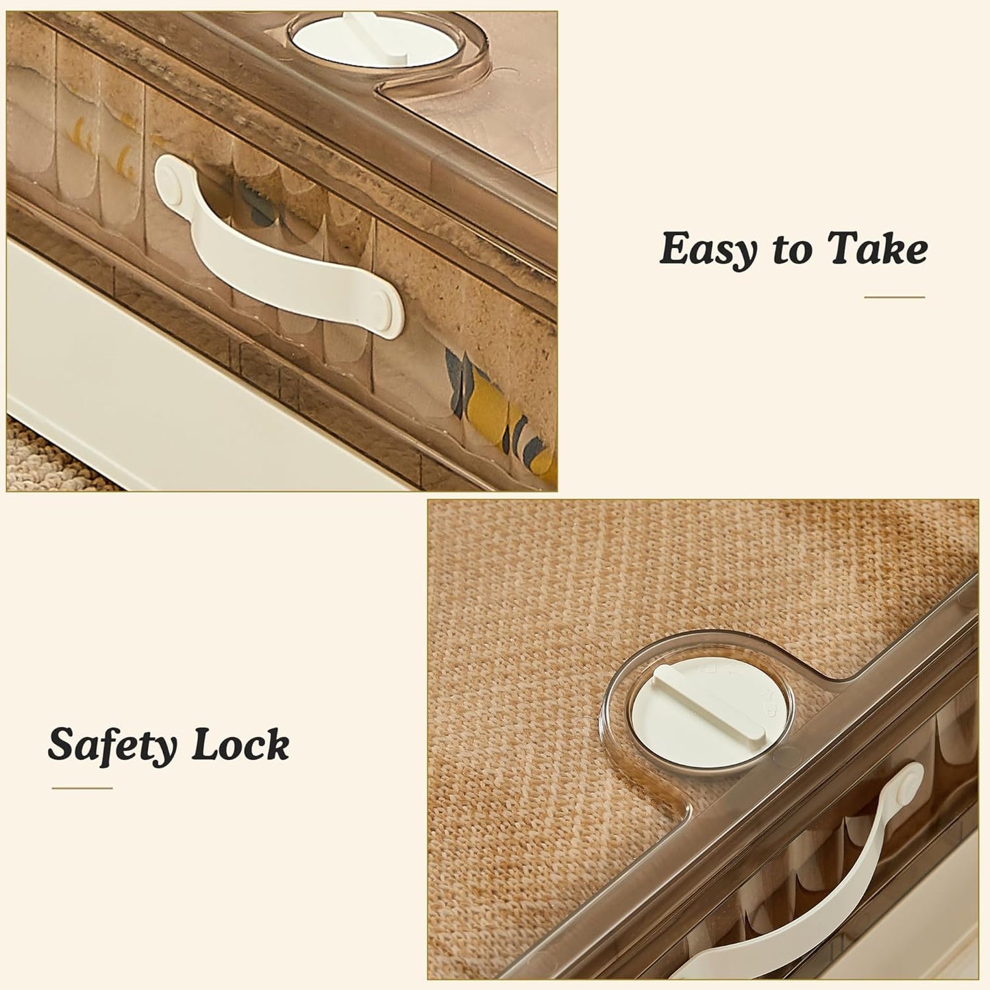 VECELO Under Bed Storage with Wheels, 26.5Gal Stackable Under Bed Storage Containers, Underbed Storage Containers with Lids, Plastic Foldable Folding Box for Clothes Shoes