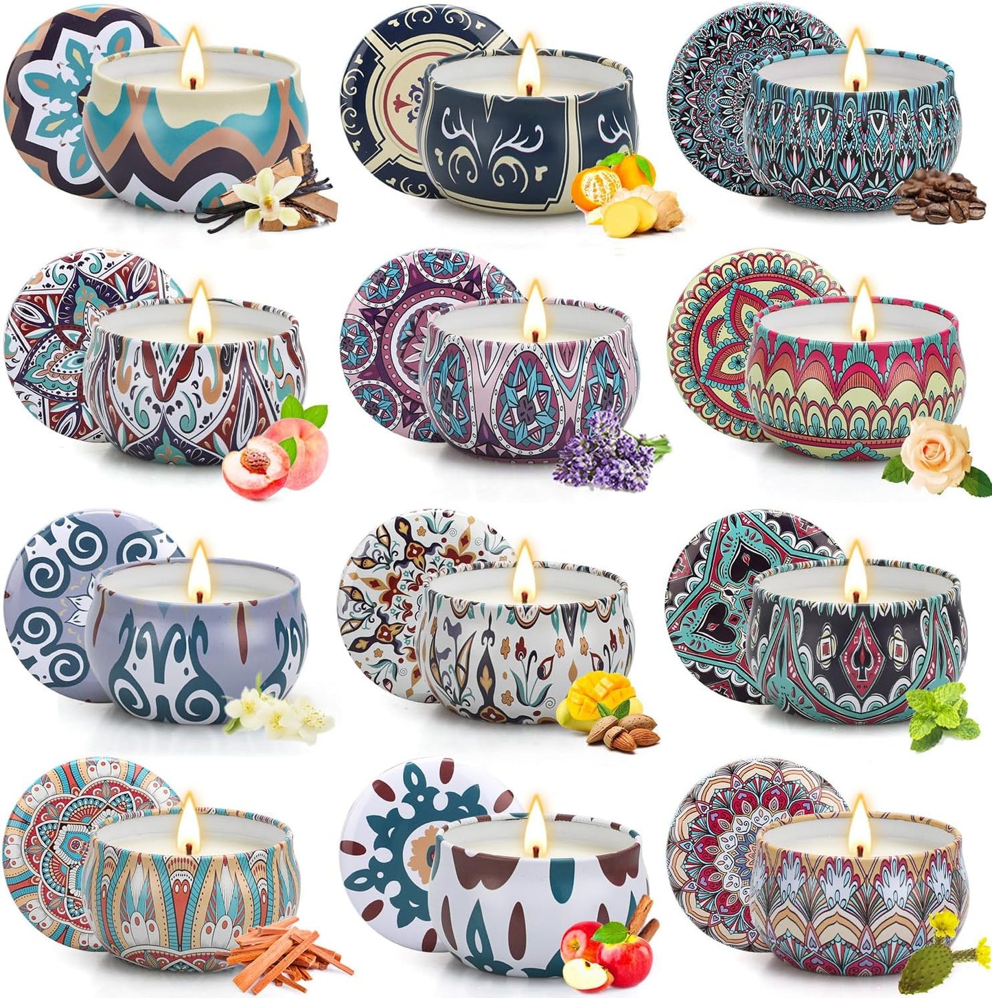 Candles Gifts for Women, 12 Pack Candles for Home Scented, 30 Oz Soy Wax Candle Gifts Sets, 240H Burning Candle for Scented, Ideal for Birthday, Valentine's Day, Mother's Day