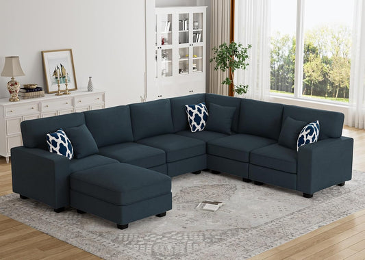 L Lengend Vansen Modular Sectional Sofa U Shaped Couch with Ottoman Modern Reversible Corner Sectional Couch for Living Room (Charcoal, U Shaped Sofa-2)