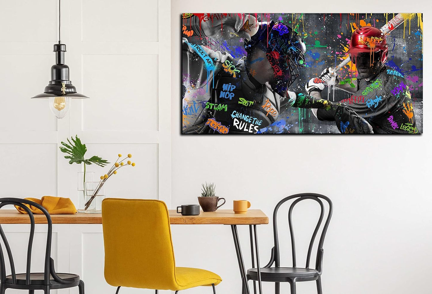 Graffiti Large Wall-Art for Living Room - Baseball Wall Decor for Men - Sports Posters Wall Art Ready to Hang Size 59" x 29"