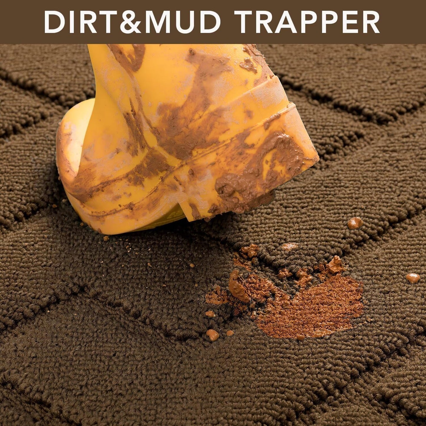 hicorfe Front Door Mat Outside Entrance,36"x59" Absorbent Muddy Dirt Resist Welcome Door Mats Outdoor Indoor,Stain and Fade Resistant,Non Slip Backing Entry Mat Doormat for Entryway(Dark Brown)