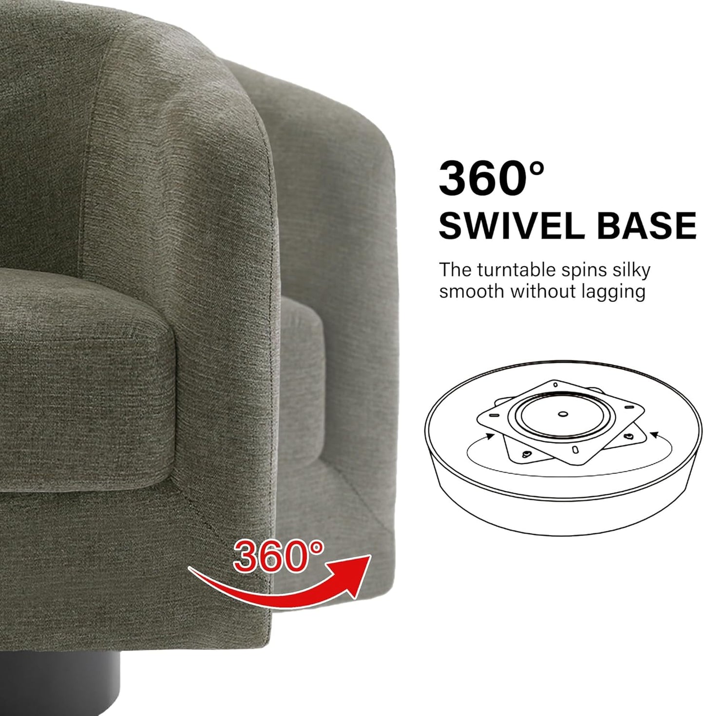 Swivel Barrel Accent Chair, Modern Round Chenille Fabric Arm Chair for Living Room, Bedroom, Comfy Club Reading Chairs for Adults（Chenille Fabric, Tan, Set of 1