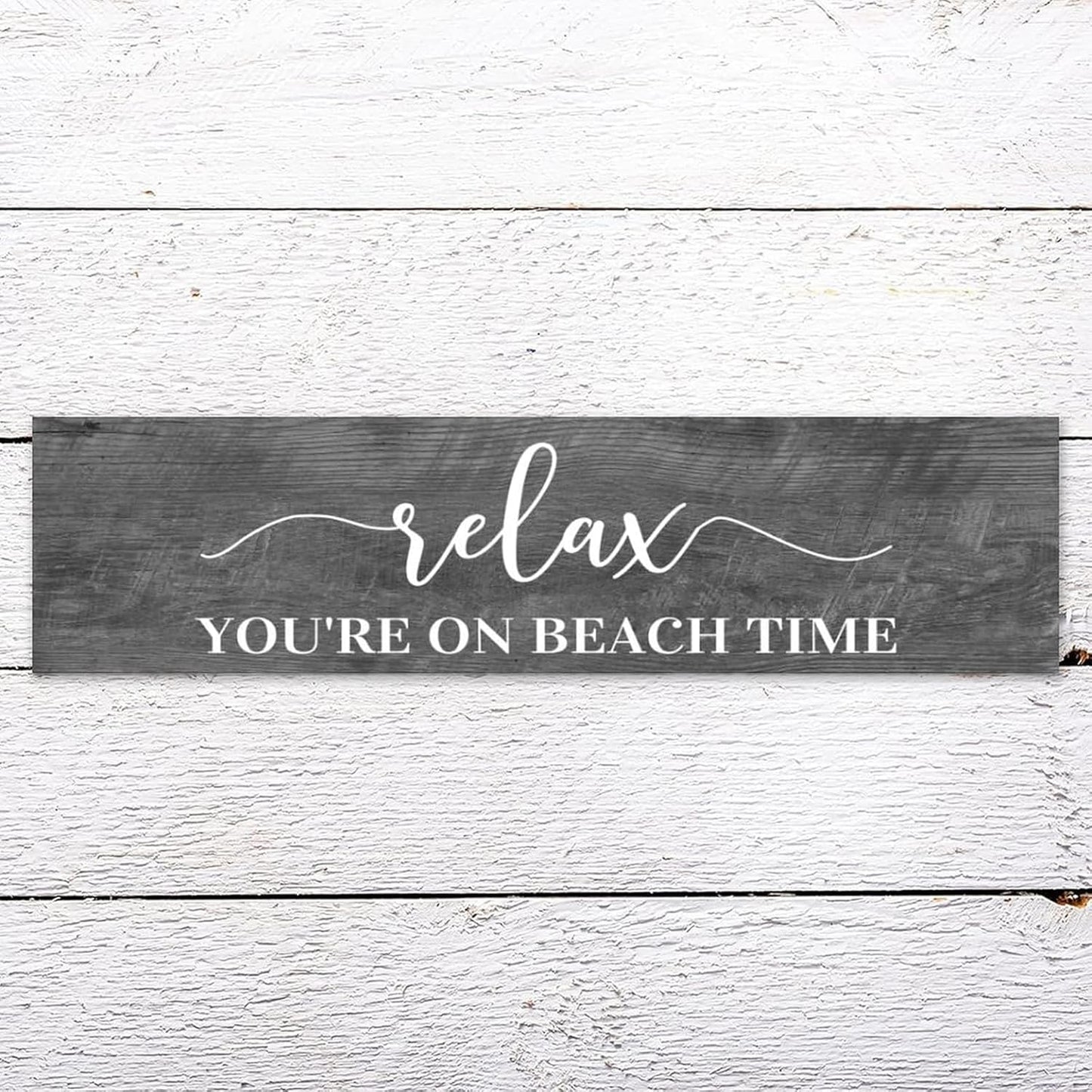 Generic Funny Wood Sign Relax You're On Beach Time Rustic Wooden Hanging Sign Home Farmhouse Kitchen Wall Decoration 16 x 6 Inch