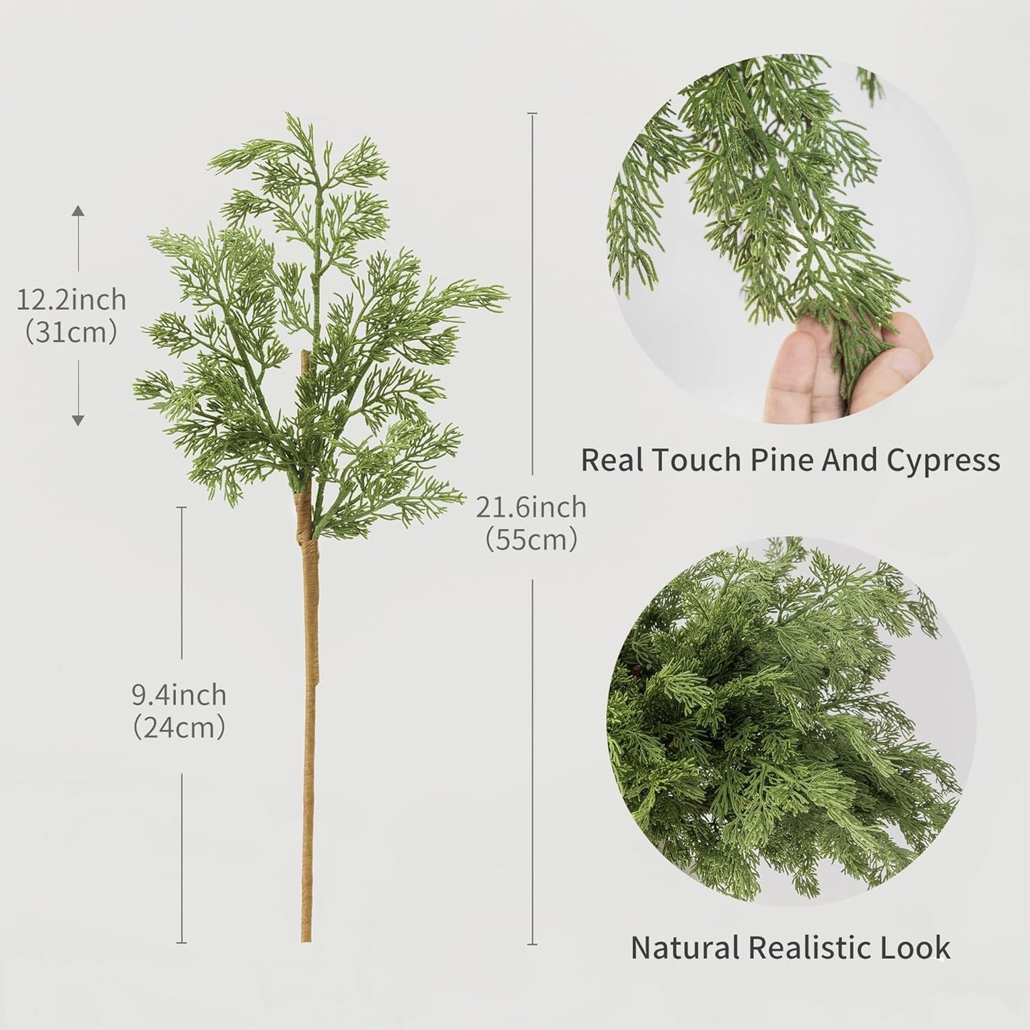 MISSPIN 12 Pcs 21.5 Inches Christmas Cedar Branches, Cedar Artificial Christmas Branches DIY Crafts Faux for Xmas Indoor Outdoor Home Decor