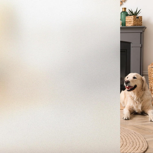 HIDBEA Frosted Window Privacy Film - Non Adhesive Static Cling Glass Stickers Sun UV Blocking Heat Control Door Covering Decals for Home Office, 17.3 x 98.4 Inch