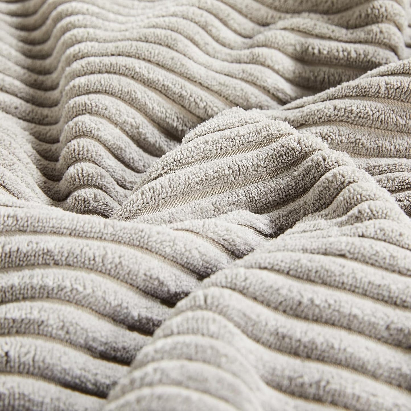 Fancy Homi 2 Packs Neutral Grey Lumbar Decorative Throw Pillow Covers 12x20 Inch for Living Room Couch Bed Sofa, Farmhouse Home Decor, Soft Striped Corduroy Rectangle Accent Cushion Case 30x50 cm