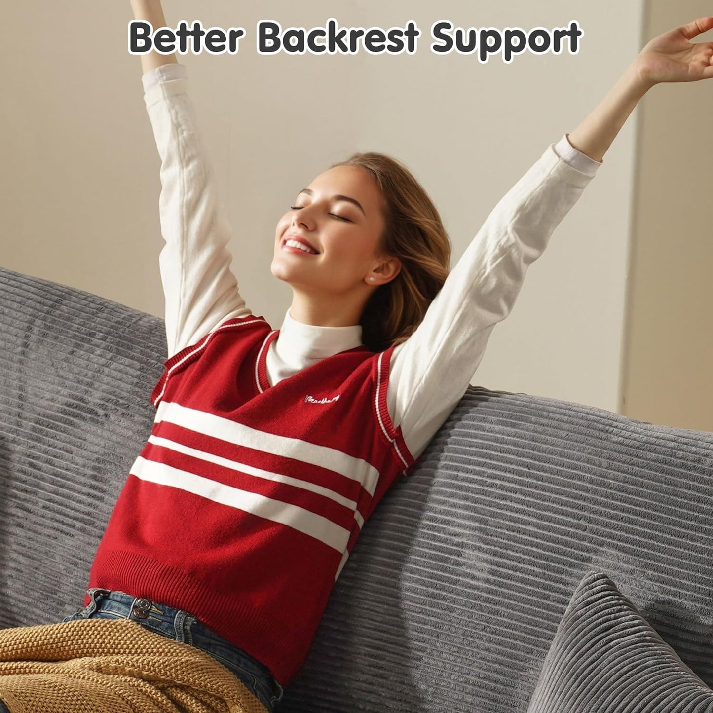 ovios 81" Oversized Sectional Double Lounge Chaise with Cloud Plush Sofa Bed, No Assembly Required, Fluffy Modern Sleeper Loveseat Chair for Indoor Living Room Bedroom Reading, Grey (Corduroy Fabric)