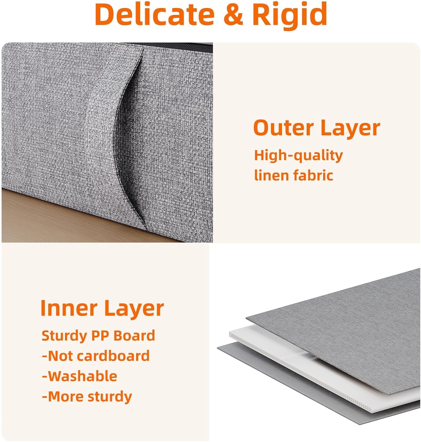 Vailando Under Bed Storage, 2 Pack Under Bed Storage Containers with Dividers, Firm Sides, Strong Zipper, 3 Reinforced Handles, 6 Inches Low Profile Underbed Storage Bins for Clothes, Blankets, Grey