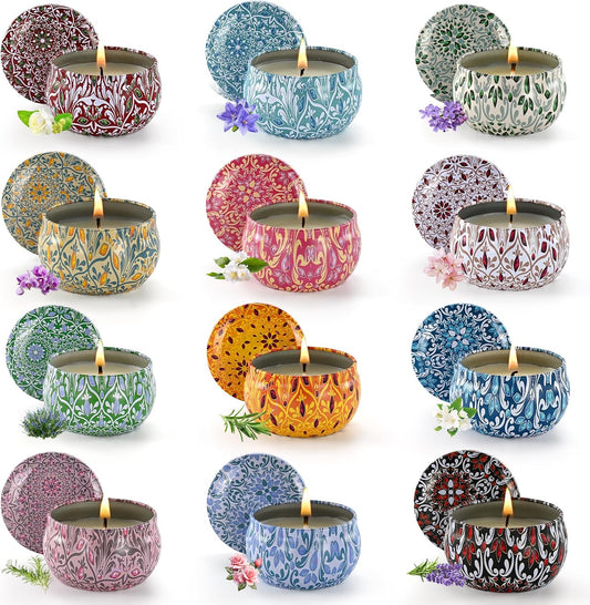 Scented Candle Set, 12 Pack Candles Gift for Home Scented, Aromatherapy Candle Gift, 2.5 oz Long Lasting Soy Candles for Men, Women, Friends Birthday, Mother's Day, Valentine Bath SPA