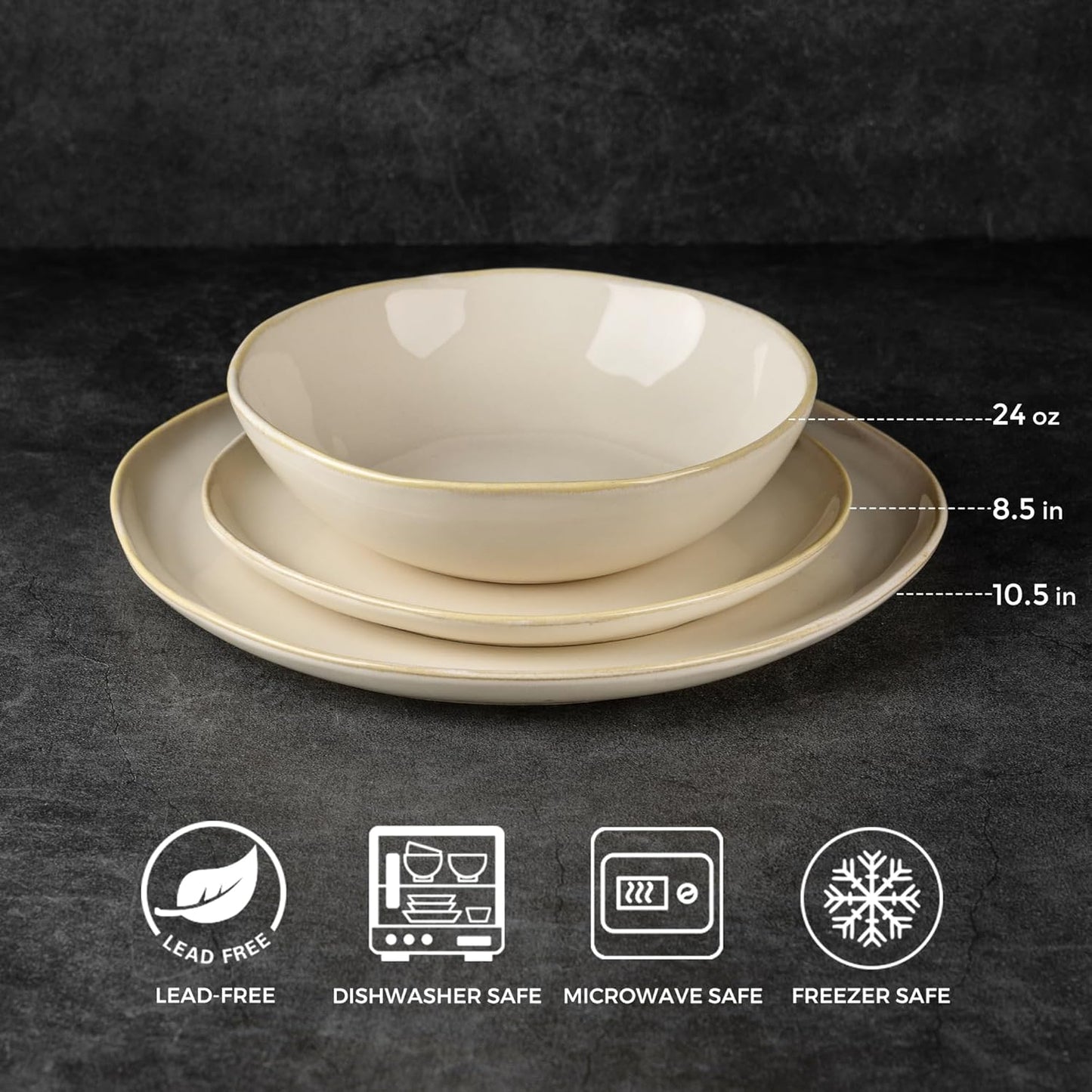 AmorArc Ceramic Dinnerware Sets,Handmade Reactive Glaze Stoneware Plates and Bowls Sets,Highly Chip and Crack Resistant | Dishwasher & Microwave Safe Dishes Set,Service for 6 (18pc)