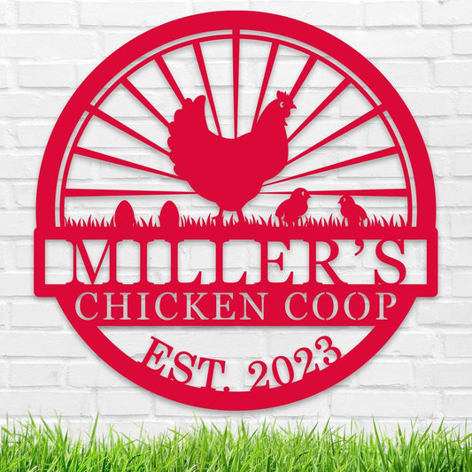 Hen House Coop Sign, Custom Chicken Coop Signs, Custom Chicken Farm Metal Sign, Family Name Metal Sign for Farm House, Our Little Coop Sign Metal Sign