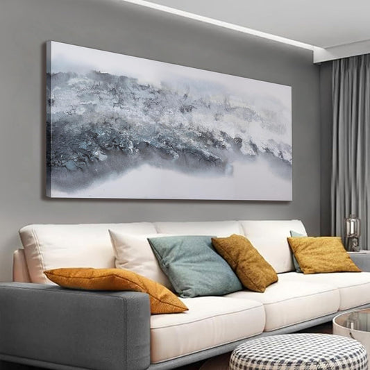 Grey And White Wall Paintings Abstract Wall Decorations Canvas Prints Poster Wall Art 24”x48" Home Decor Grey Artwork Painting Pictures for Living Room Dinning Room