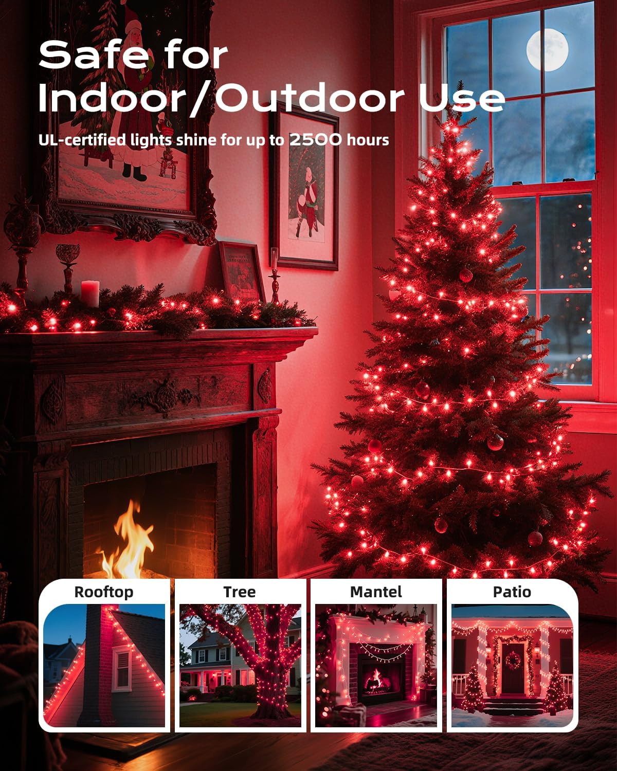 Brightown Red Mini String Lights, 100-Count 26.5ft Incandescent Bulb Valentine's Day Fairy Lights for Indoor Holiday Decoration, Christmas Tree Garland Wedding Party Multi-Use, White Wire