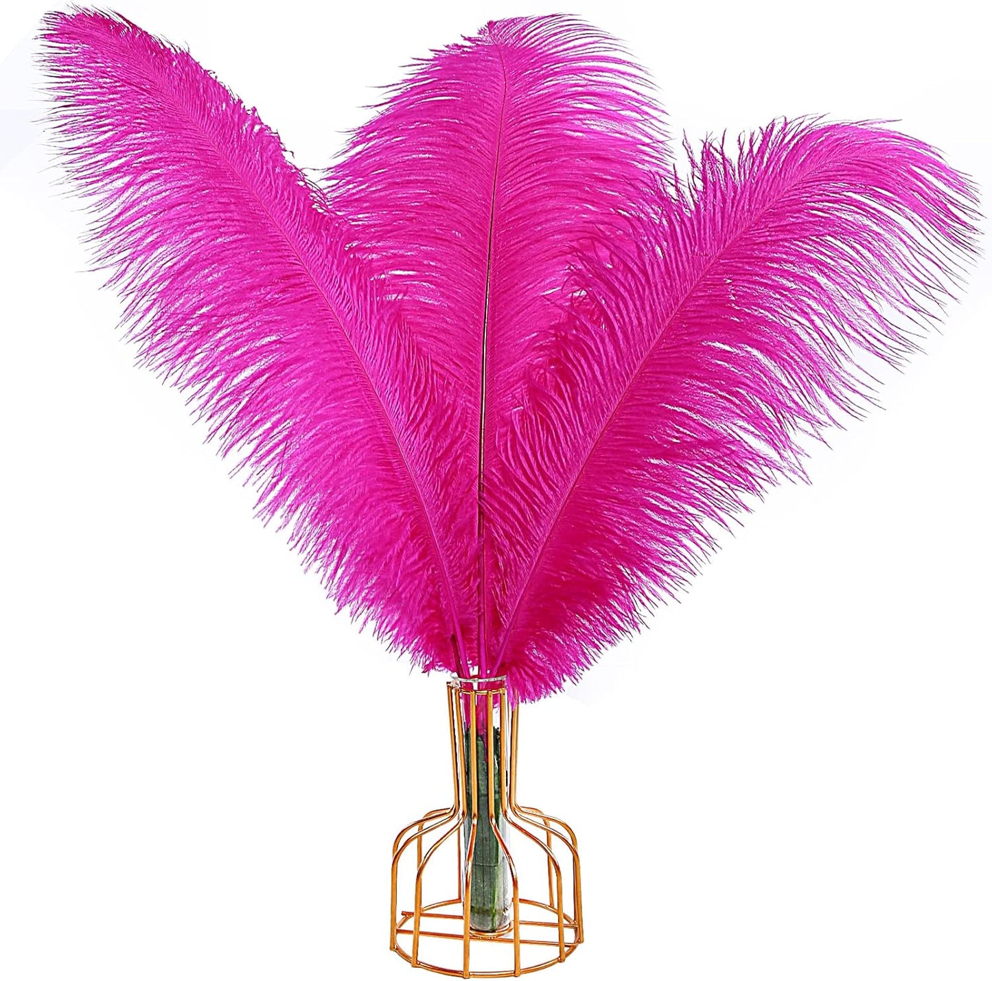 THARAHT Hot Pink Ostrich Feathers 12pcs Large Natural Bulk 16-18Inch 40cm-45cm for Wedding Party Centerpieces Easter Gatsbi and Home Decoration Feathers