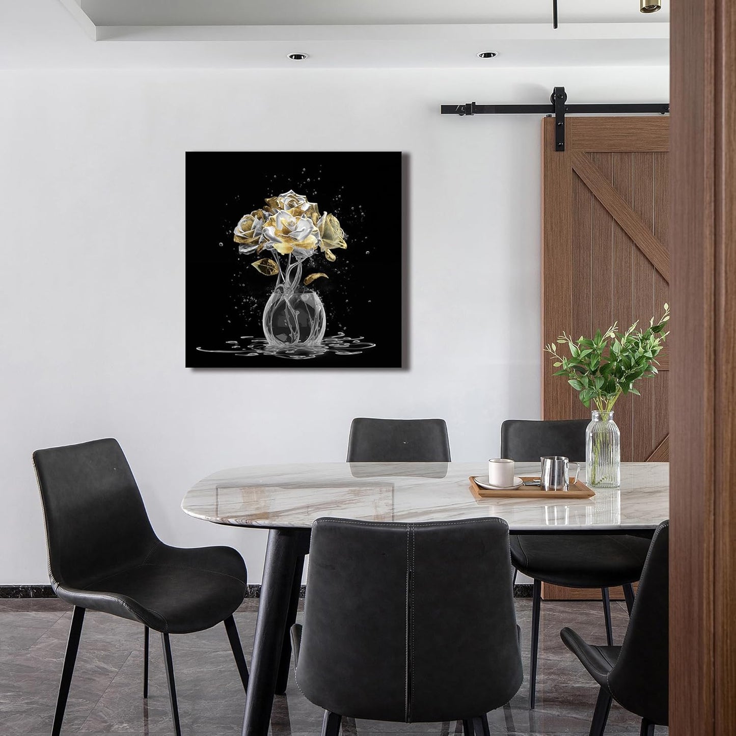 Canvas Wall Art White Flower Wall Art Decor Modern Home Art Decor Wall Art Prints 13 × 13 Inch Aesthetic Art Work for Wall Decor Small Wall Art for Bedroom Bathroom Room Bedroom Decor