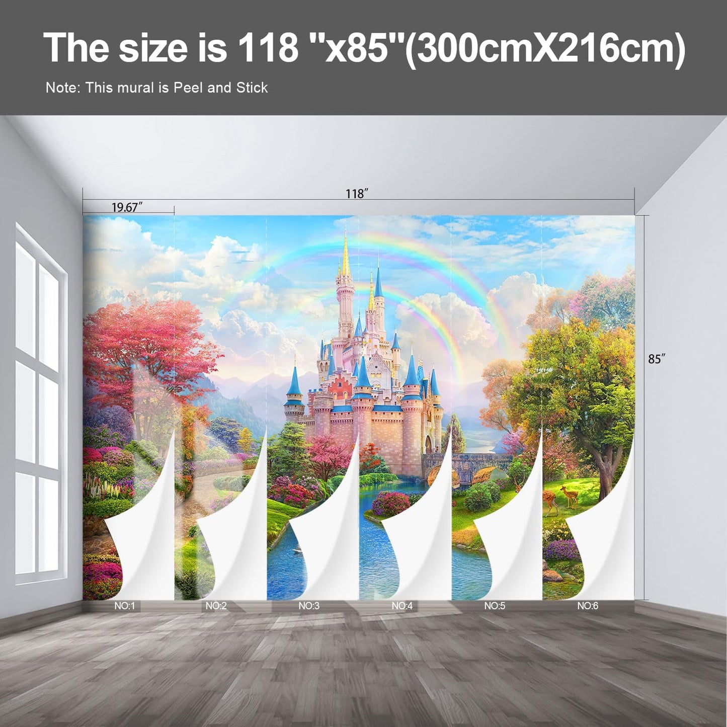 Castle Wall murals Peel and Stick Wallpaper for Bedroom Nursery Room - 85"x118"