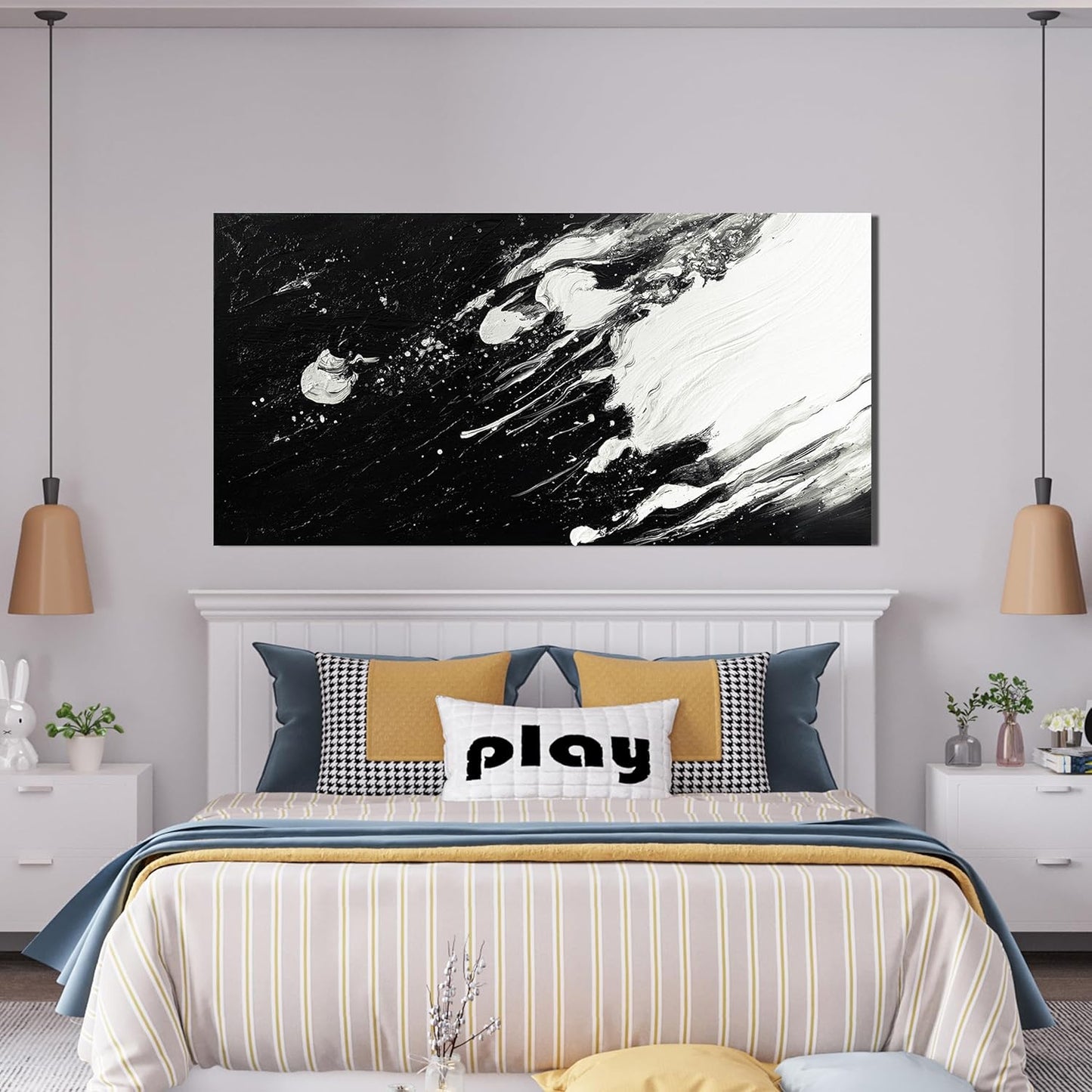 Canvas Wall Art Decor Modern Black and White Wall Art Prints Abstract Wall Art for Living Room Abstract Black Art Abstract Canvas Art Wall Decor Artwork for Walls Bedroom Office Decor 20" X 40"
