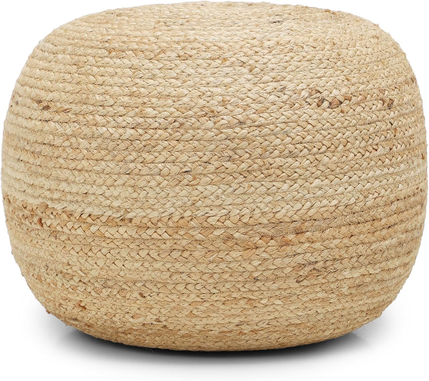 REDEARTH · Jute Circular Pouf Ottoman - Braided Pouffe Accent Sitting Round Footrest for Living Room, Bedroom, Nursery, kidsroom, Patio, Gym; 100% Jute Set of 2 (19.5"x19.5"x14"; Jute Natural)