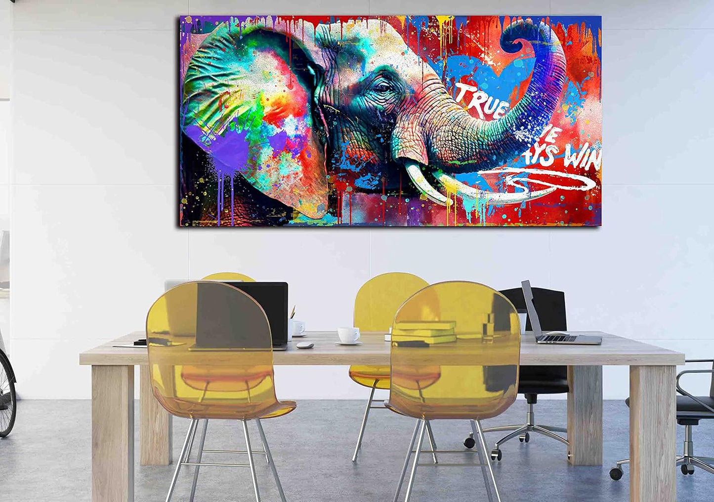 Graffiti Elephant Canvas Wall-Art - Wall Art Bedroom Decor for Teen Boys - Funny Animal Wall Art Ready to Hang Size 59" x 29"