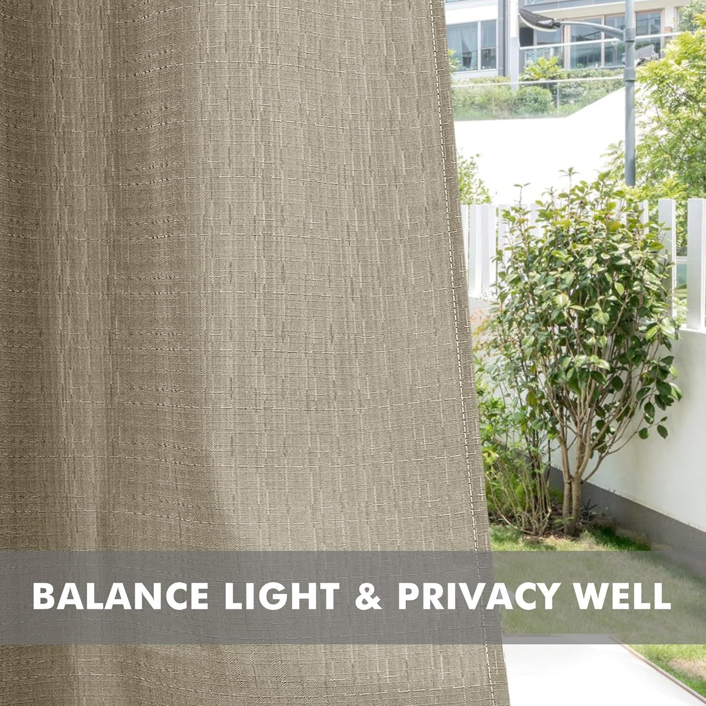 HolidayIdeas 6 Panels Linen Outdoor Curtains for Patio Waterproof Taupe Outside Curtains 54x84 Inch-Gazebo Curtains Weighted Weatherproof, Privacy for Pergola, Porch, Cabana, Deck, Sunroom, Backyard