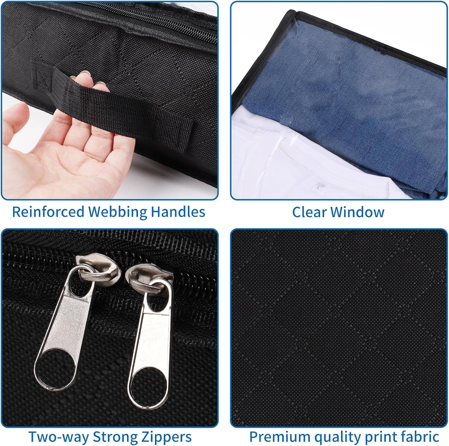 Fixwal Black Underbed Storage Bags with Clear Window and 2 Reinforced Handles Under Bed Storage Containers for Clothing, Bedding, Comforter (6 Pack)