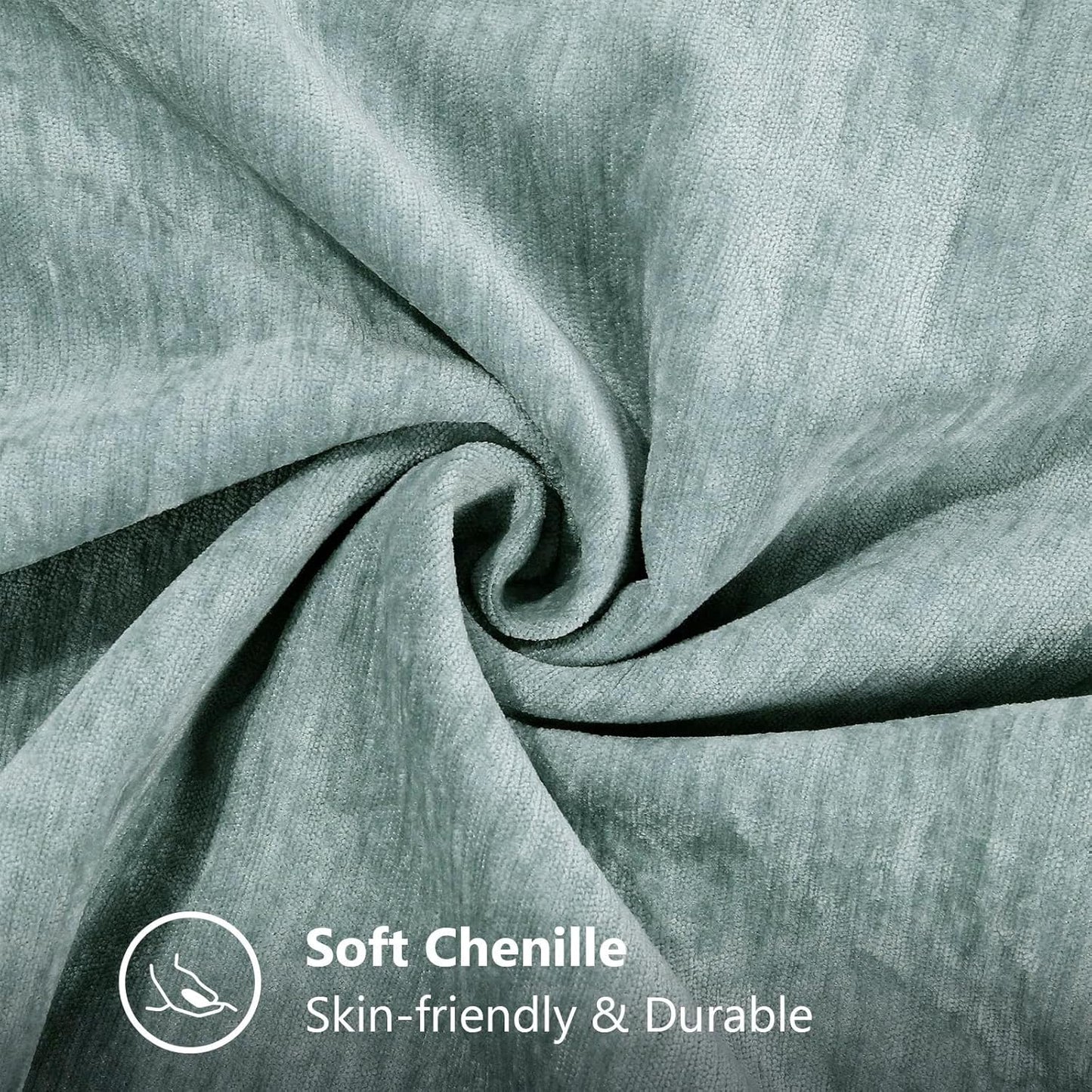 decorUhome Chenille Soft Throw Pillow Covers 26x26 Set of 2, Farmhouse Velvet Neutral Decorative Euro Pillow Covers with Stitched Edge for Couch Sofa Bed Home Decor, Aqua Haze