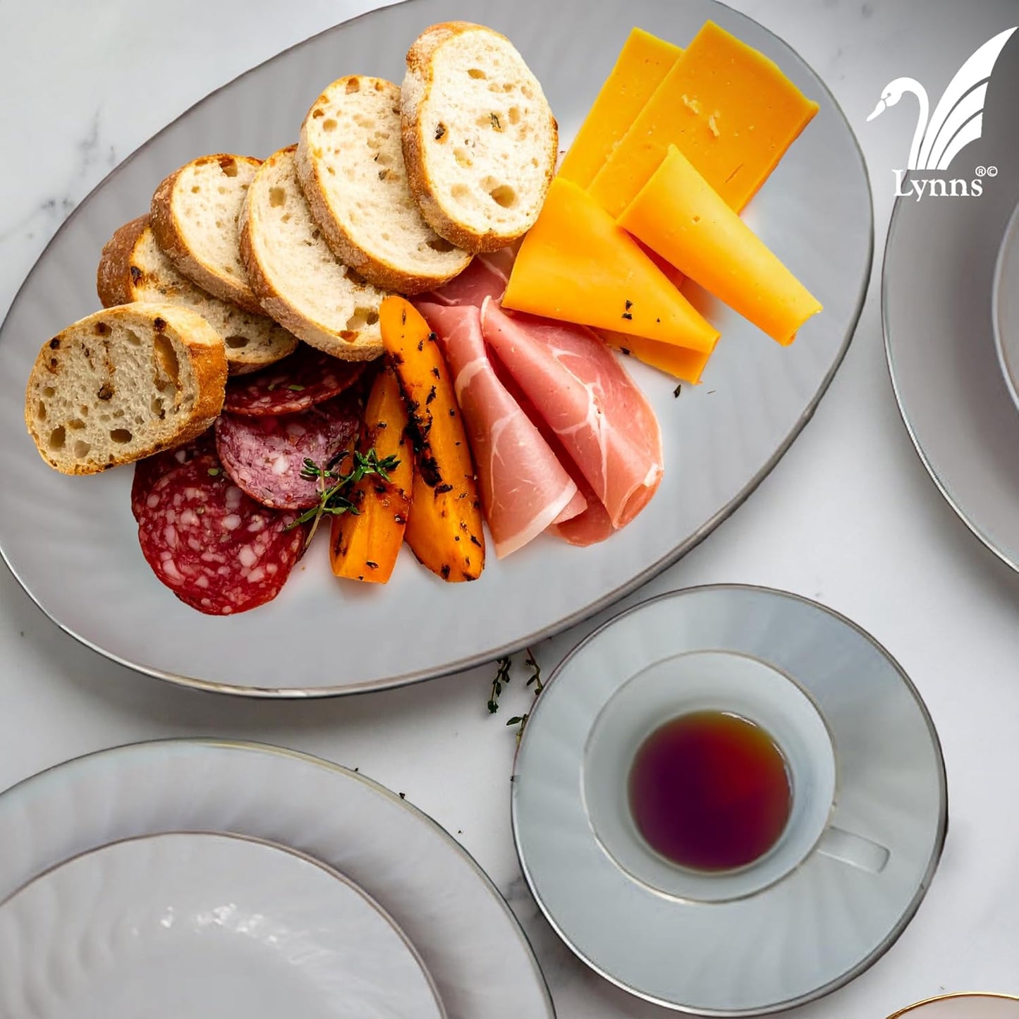 Lynns Paradise Imperial White 14-Inch Oval Platter, Set of 2, White; Heavy Duty; Chip Resistant; Lead and Cadmium Free; Freezer to Oven Safe up to 500°F